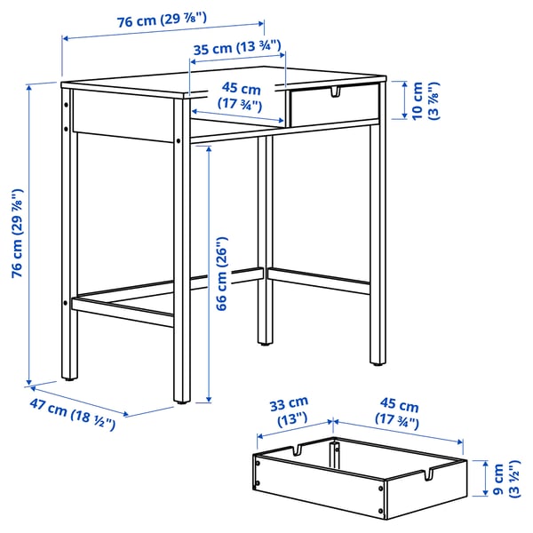 NORDKISA dressing table, bamboo, 76x47 cm