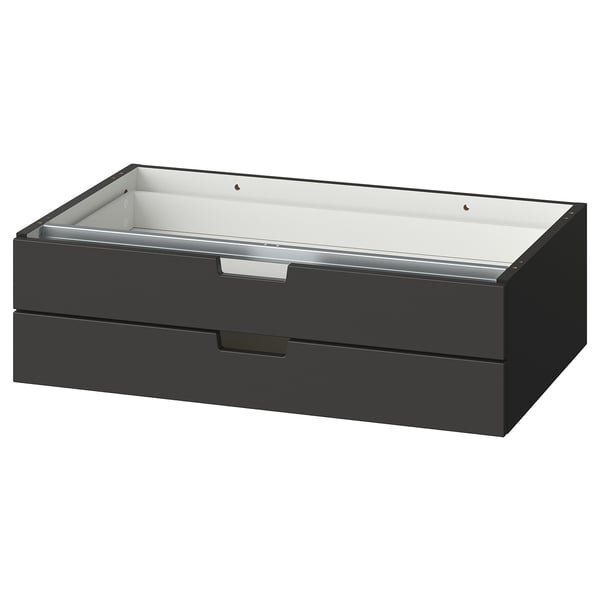 NORDLI modular chest of 2 drawers, anthracite, 80x23 cm