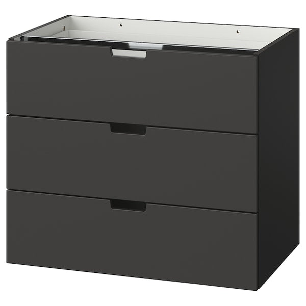 NORDLI - Modular chest of 3 drawers, anthracite, 80x68 cm