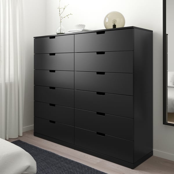 NORDLI - Chest of 12 drawers, anthracite, 160x145 cm