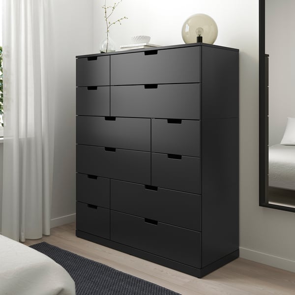 NORDLI chest of 12 drawers, anthracite, 120x145 cm