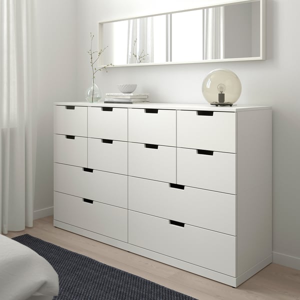 NORDLI chest of 12 drawers, white, 160x99 cm