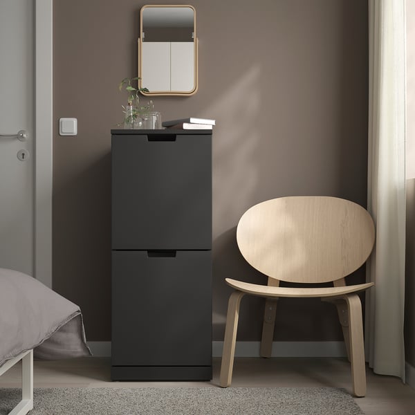 NORDLI chest of 2 drawers, anthracite, 40x99 cm