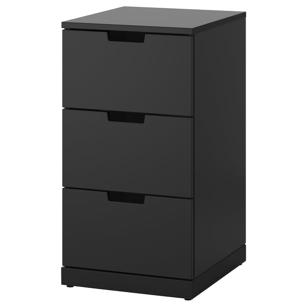 NORDLI - Chest of 3 drawers, anthracite, 40x76 cm