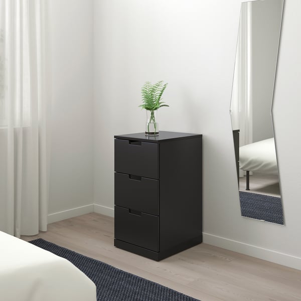NORDLI - Chest of 3 drawers, anthracite, 40x76 cm