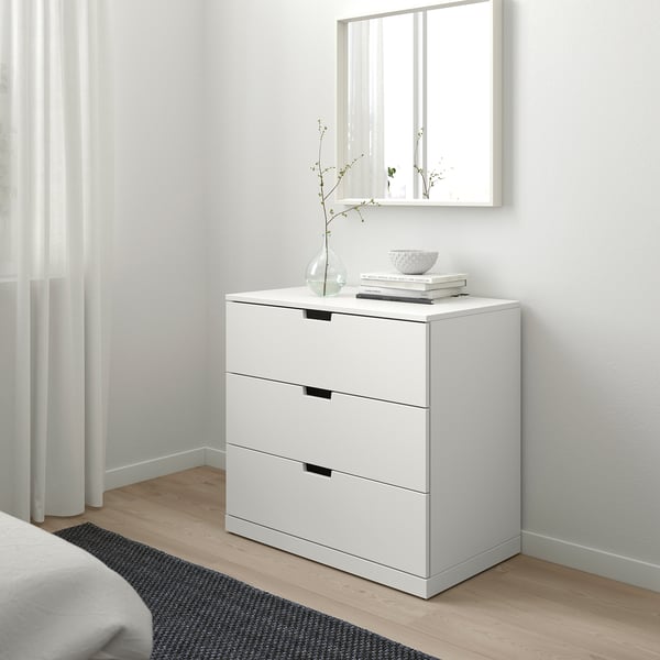 NORDLI chest of 3 drawers, white, 80x76 cm