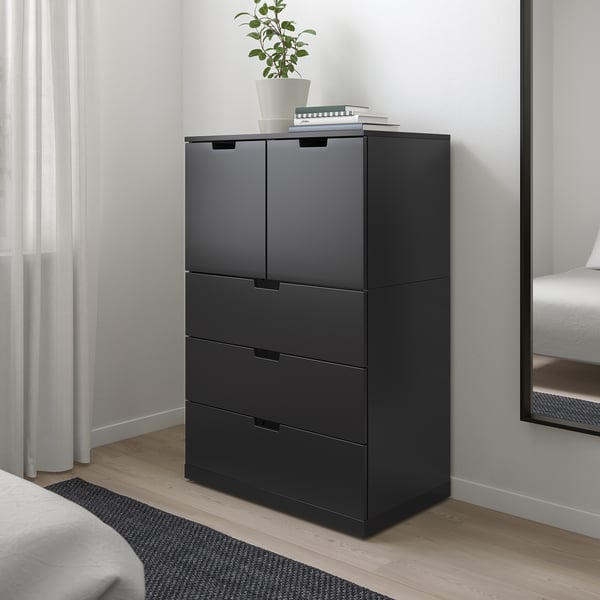 NORDLI chest of 5 drawers, anthracite, 80x122 cm