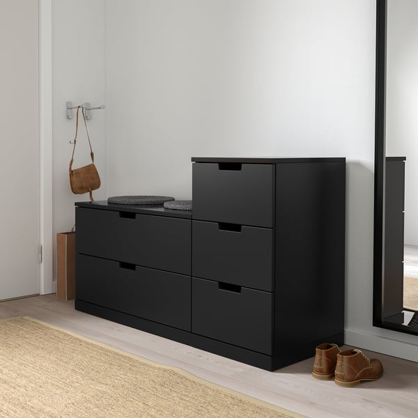 NORDLI chest of 5 drawers, anthracite, 120x76 cm