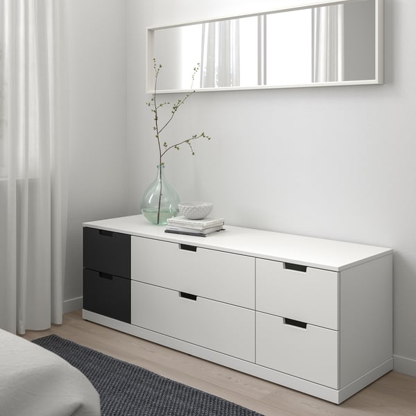 NORDLI - Chest of 6 drawers, white/anthracite, 160x54 cm