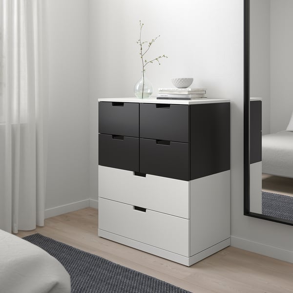 NORDLI chest of 6 drawers, white/anthracite, 80x99 cm