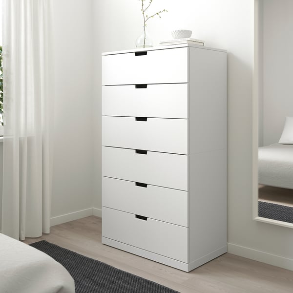NORDLI chest of 6 drawers, white, 80x145 cm