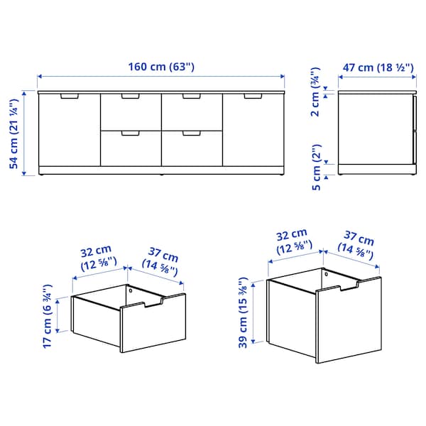 Ikea NORDLI - Chest of 6 drawers, white, 160x54 cm