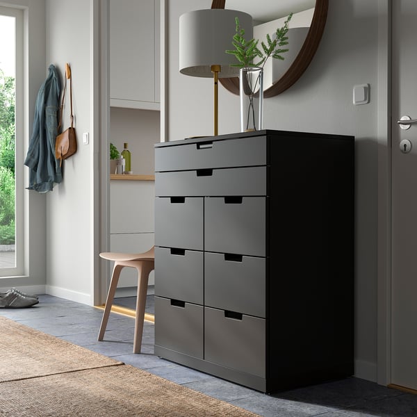 NORDLI chest of 8 drawers, anthracite, 80x99 cm
