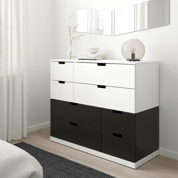 NORDLI - Chest of 8 drawers, white/anthracite, 120x99 cm