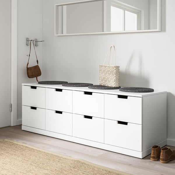NORDLI chest of 8 drawers, white, 160x54 cm