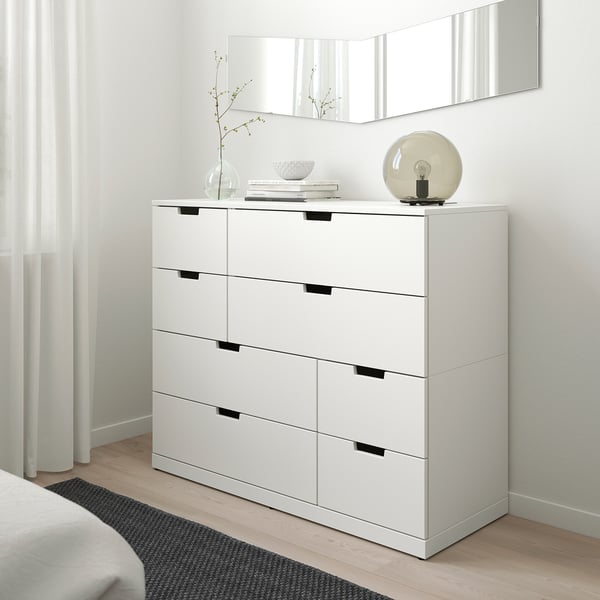 NORDLI - Chest of 8 drawers, white, 120x99 cm