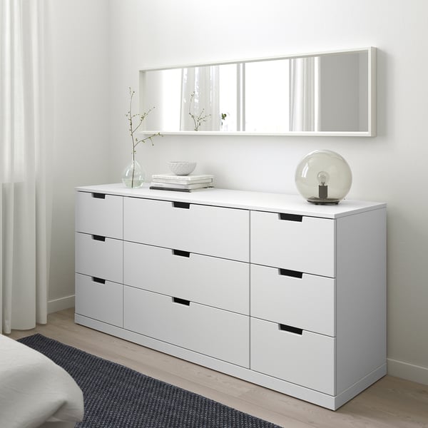 NORDLI chest of 9 drawers, white, 160x76 cm