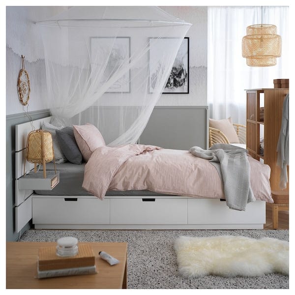 Ikea NORDLI - Bed frame w storage and headboard, white, 90x200 cm