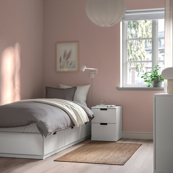 NORDLI bed frame with storage and mattress, white/Åkrehamn firm, 90x200 cm