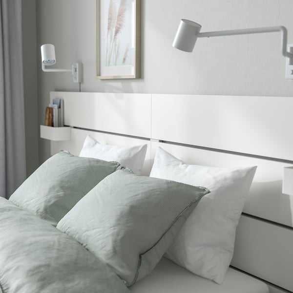 NORDLI bed frame with storage and mattress, with headboard white/Åkrehamn medium firm, 140x200 cm