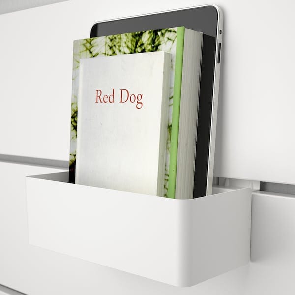 Ikea NORDLI - Bed frame/container/material, with white/Vågstranda rigid headboard, , 140x200 cm