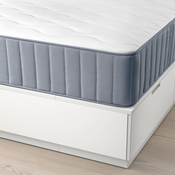 NORDLI bed frame with storage and mattress, with headboard white/Vågstranda firm, 140x200 cm
