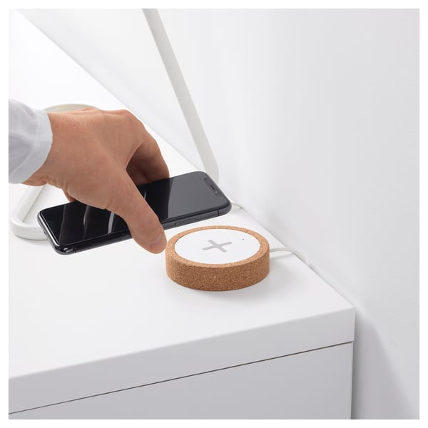 NORDMÄRKE Wireless charger - white/cork ,