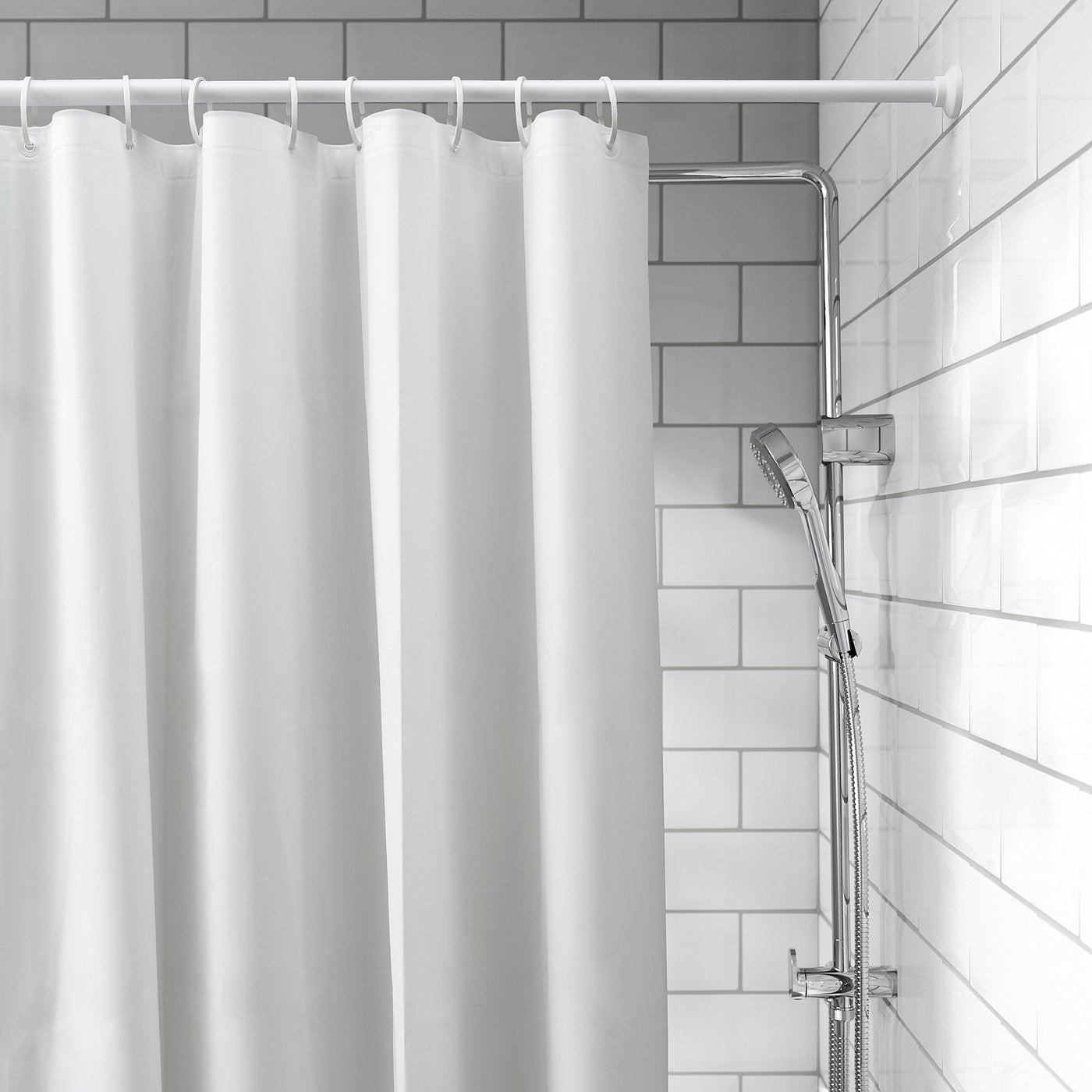 NORDRÖNN shower curtain, white, 180x200 cm