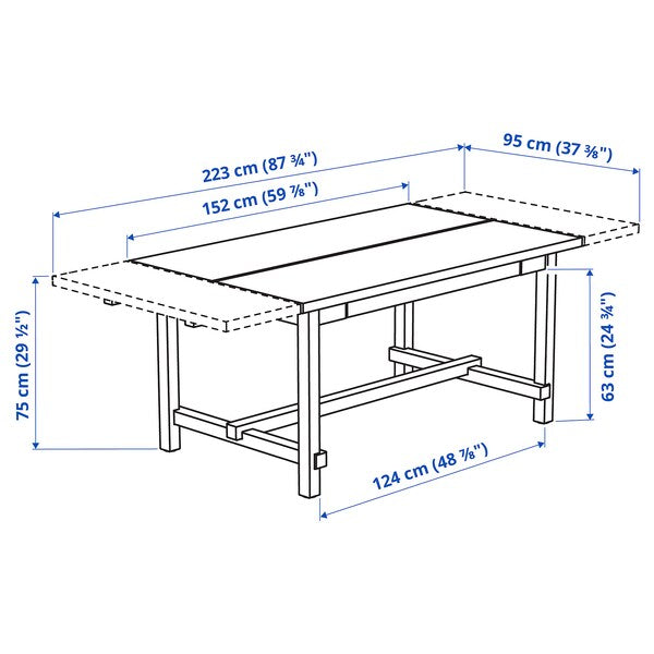 NORDVIKEN / BERGMUND - Table and 4 chairs, white/Kvillsfors dark blue/white,152/223 cm