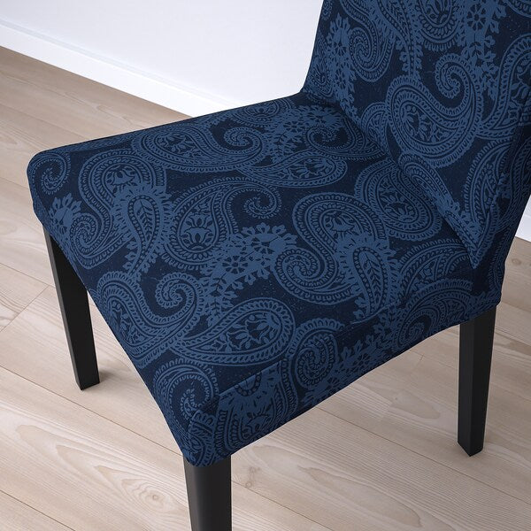 NORDVIKEN / BERGMUND - Table and 6 chairs, black/Kvillsfors dark blue/black,210/289 cm