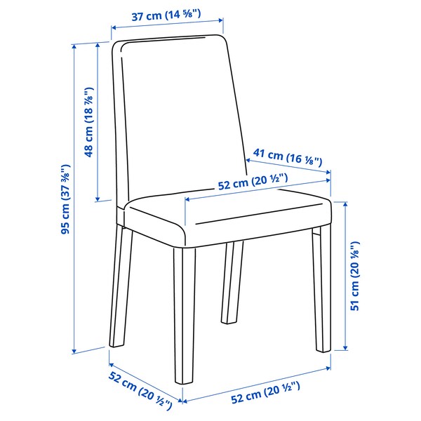 NORDVIKEN / BERGMUND - Table and 6 chairs, black/Kvillsfors dark blue/black,210/289 cm