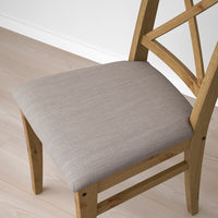 NORDVIKEN / INGOLF - Table and 6 chairs, mordant antique/grey-beige Nolhaga mordant antique,210/289 cm