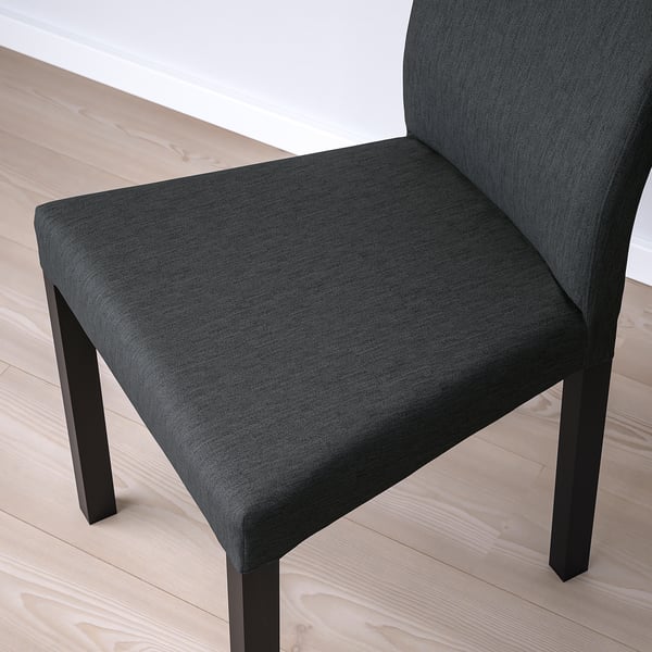 NORDVIKEN / KÄTTIL table and 2 chairs, black/Knisa dark grey, 74/104x74 cm