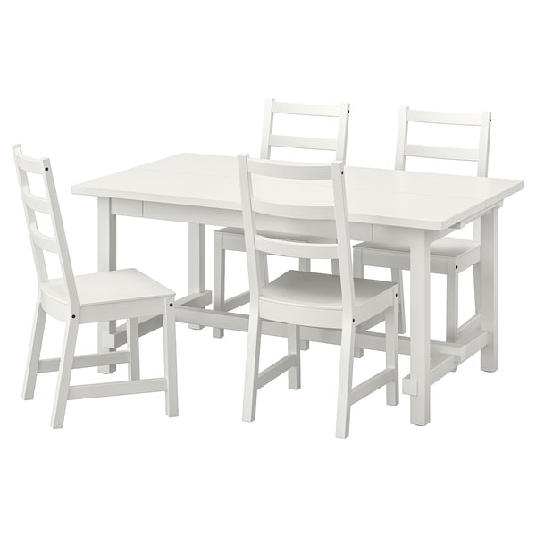 NORDVIKEN / NORDVIKEN - NORDVIKEN / NORDVIKEN Table and 4 chairs, white/white, 152/223x95 cm