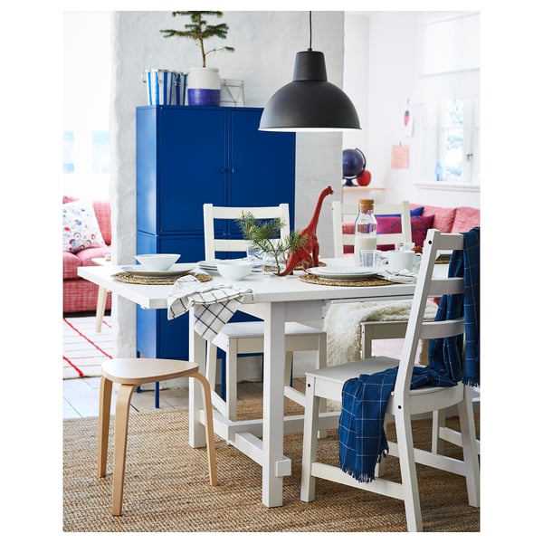 NORDVIKEN / NORDVIKEN - NORDVIKEN / NORDVIKEN Table and 4 chairs, white/white, 152/223x95 cm