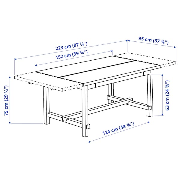 NORDVIKEN / NORDVIKEN - Table and 4 chairs, black/black, 152/223x95 cm