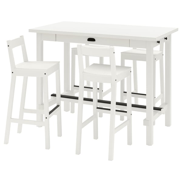 NORDVIKEN / NORDVIKEN bar table and 4 bar stools, white/white