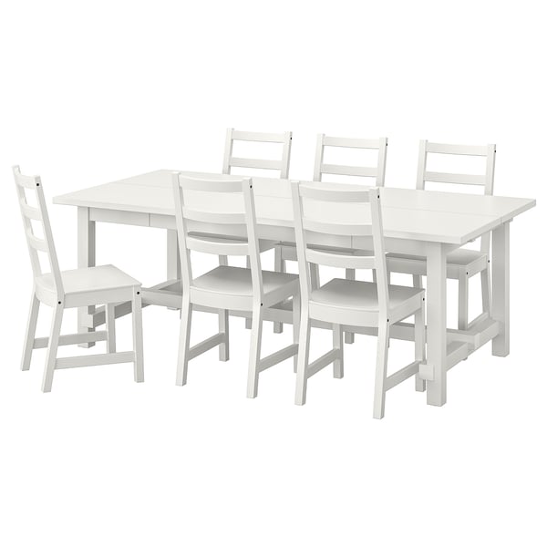 NORDVIKEN / NORDVIKEN table and 6 chairs, white/white, 210/289x105 cm