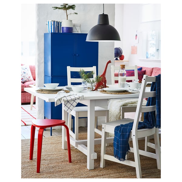 NORDVIKEN / NORDVIKEN table and 6 chairs, white/white, 210/289x105 cm