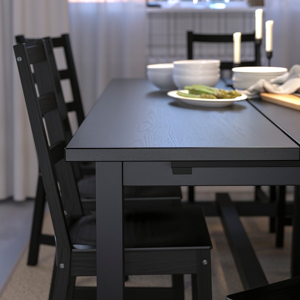 NORDVIKEN / NORDVIKEN Table and 6 chairs - black/black 210/289x105 cm , 210/289x105 cm