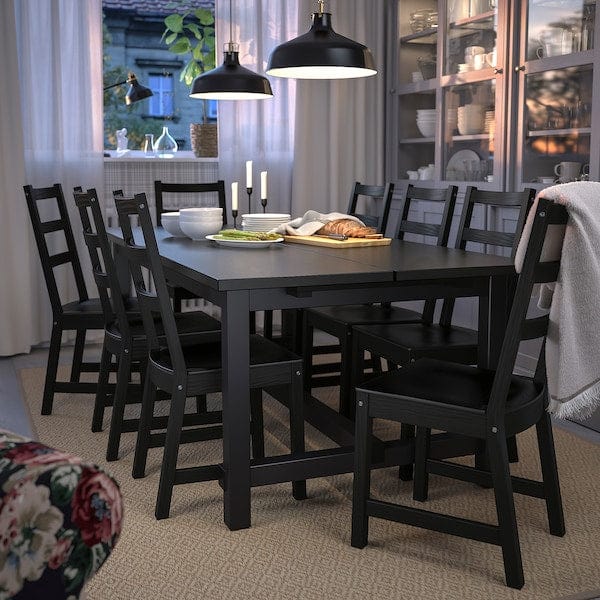 Ikea NORDVIKEN / NORDVIKEN Table and 6 chairs - black/black 210/289x105 cm , 210/289x105 cm