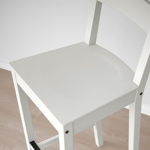 NORDVIKEN bar stool with backrest, white, 75 cm