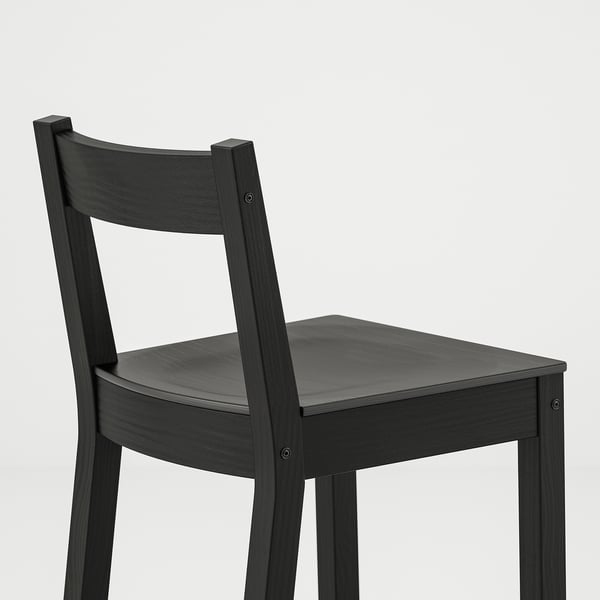 NORDVIKEN - NORDVIKEN Bar stool with backrest, black, 62 cm