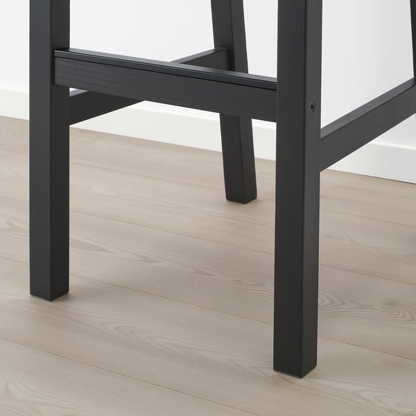 NORDVIKEN bar stool with backrest, black, 75 cm