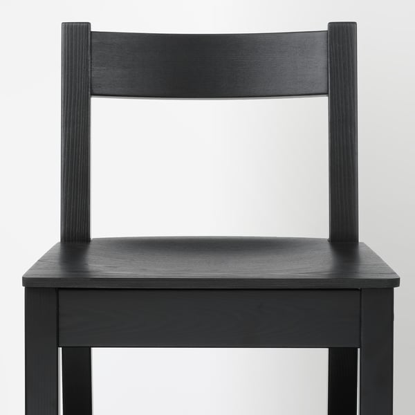 NORDVIKEN bar stool with backrest, black, 75 cm