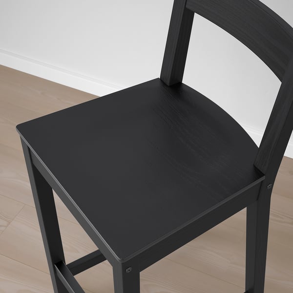 NORDVIKEN - NORDVIKEN Bar stool with backrest, black, 62 cm