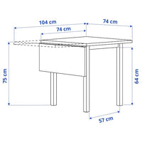 NORDVIKEN / SKOGSTA - Table and 2 chairs, white/acacia, 74/104 cm