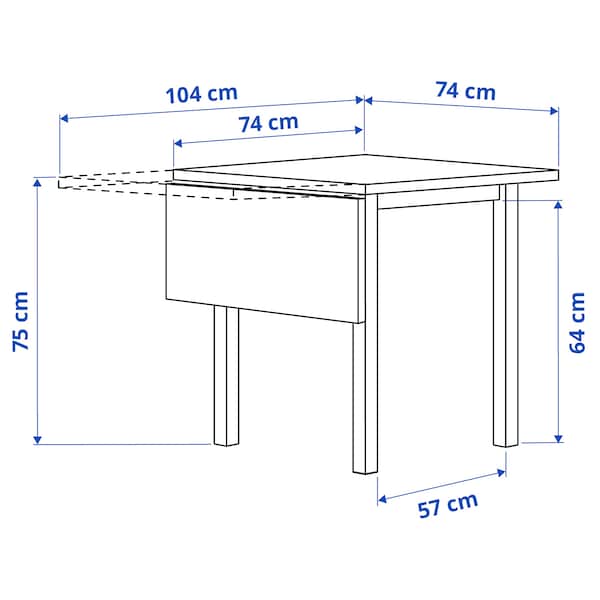 Ikea NORDVIKEN / SKOGSTA - Table and 2 chairs, white/acacia, 74/104 cm