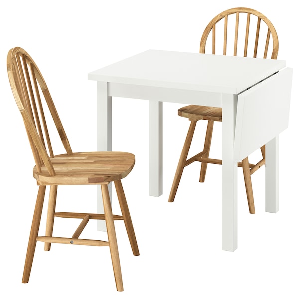 NORDVIKEN / SKOGSTA - Table and 2 chairs, white/acacia, 74/104 cm