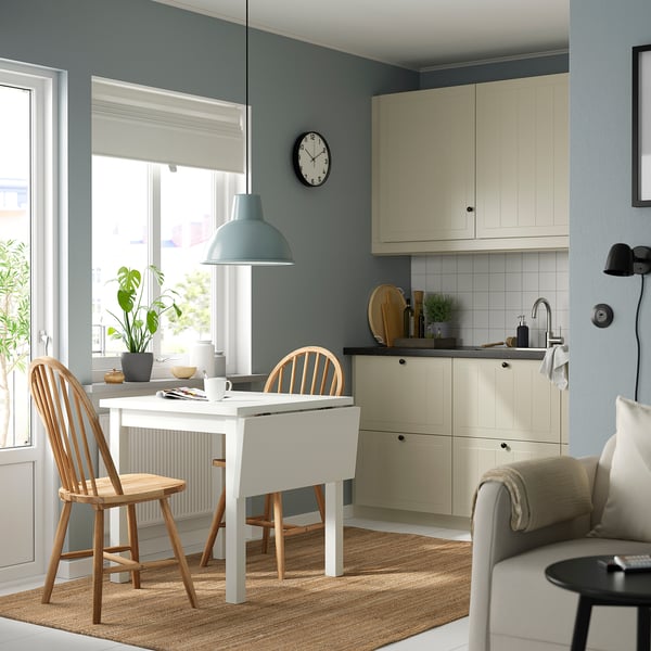 NORDVIKEN / SKOGSTA table and 2 chairs, white/acacia, 74/104 cm